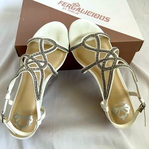 Fergalicious by Fergie wedge sandals in White, sz 7.5M